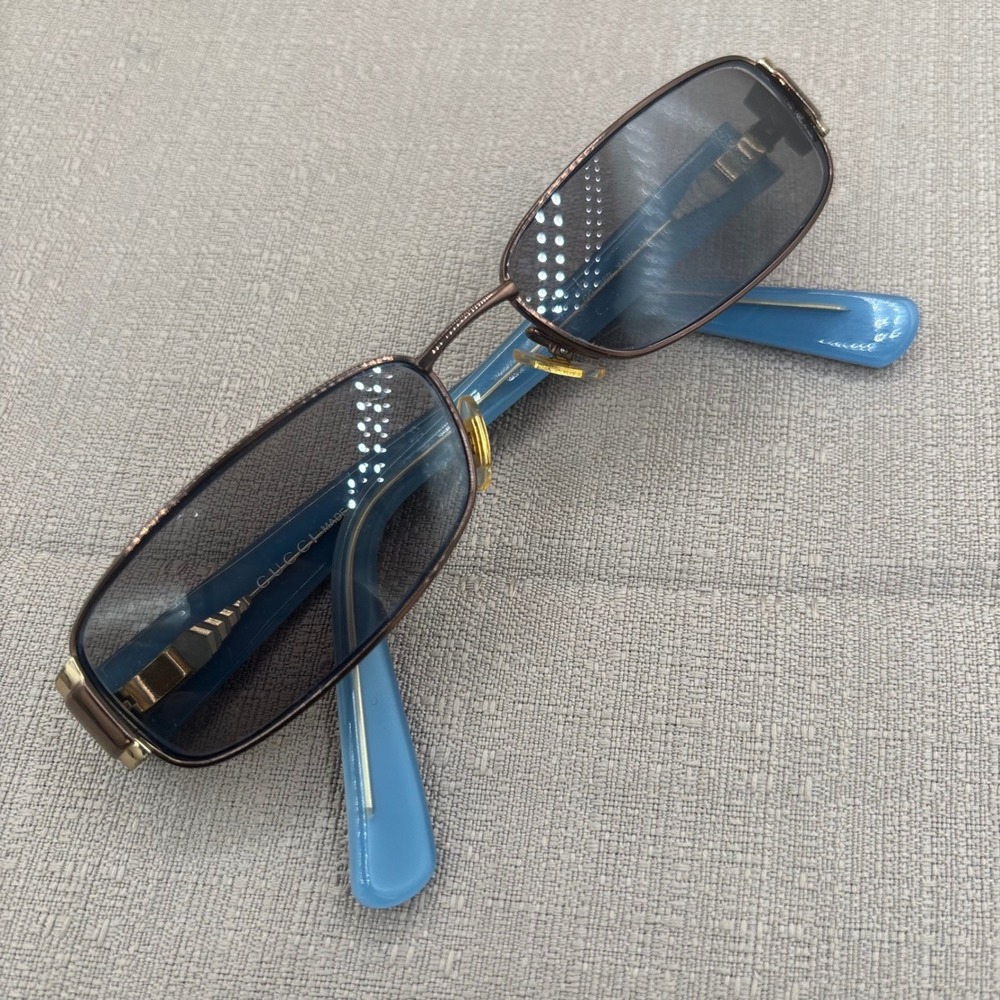 Gucci Eyeglass frames Womens 54-15 Brown Blue Vintage Y2K Bayonetta GG 2869 YAW